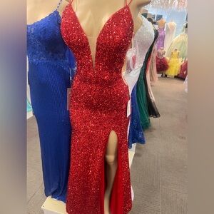 Panoply Red Sequin Prom Dress